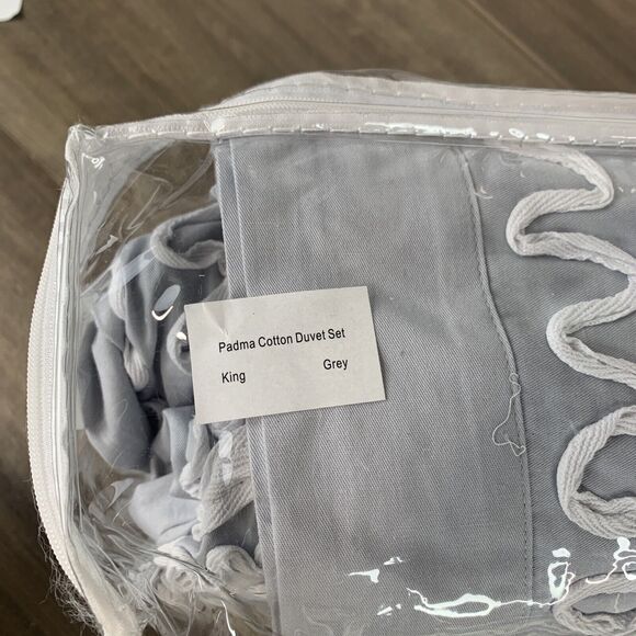 Melange Home King Gray Padma Embroidered Cotton Duvet 3-Piece Set - Picture 6 of 7